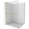 Mexen Kioto+ L Shower Screen with Walk-in Shelf 110 x 200 cm, Clear Glass, Brushed Gold - 800-110-123-55-09