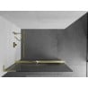 Mexen Kioto+ L Shower Screen with Walk-in Shelf 110 x 200 cm, Clear Glass, Brushed Gold - 800-110-123-55-09