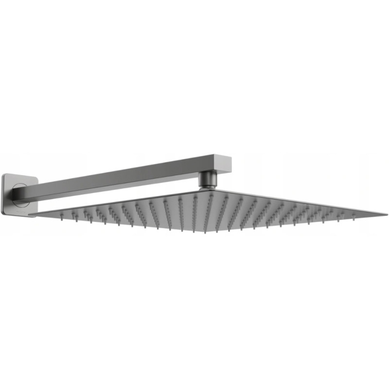 Mexen Slim showerhead 25 x 25 cm with shower arm, brushed gun gray - 79125112-66