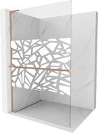 Mexen Kioto+ L Shower Wall with Shelf Walk-in 70 x 200 cm, White Pattern, Brushed Copper - 800-070-123-65-85