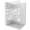 Mexen Kioto+ L Walk-in Shower Wall with Shelf 70 x 200 cm, White Pattern, Brushed Nickel - 800-070-123-97-85