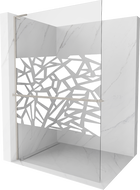 Mexen Kioto+ L Shower Wall with Walk-in Shelf 90 x 200 cm, White Pattern, Brushed Nickel - 800-090-123-97-85