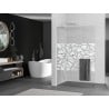 Mexen Kioto+ L Shower Wall with Walk-in Shelf 90 x 200 cm, White Pattern, Brushed Nickel - 800-090-123-97-85