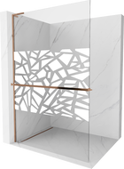 Mexen Kioto+ L shower wall with shelf Walk-in 110 x 200 cm, white pattern, rose gold - 800-110-123-60-85