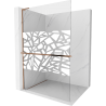 Mexen Kioto+ L shower wall with Walk-in shelf 100 x 200 cm, white pattern, rose gold - 800-100-123-60-85