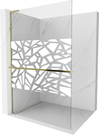 Mexen Kioto+ L Shower Screen with Shelf Walk-in 120 x 200 cm, White Pattern, Gold - 800-120-123-50-85