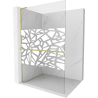 Mexen Kioto+ L Walk-in Shower Wall with Shelf 80 x 200 cm, White Pattern, Brushed Gold - 800-080-123-55-85