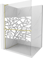 Mexen Kioto+ L Walk-in Shower Wall with Shelf 80 x 200 cm, White Pattern, Brushed Gold - 800-080-123-55-85