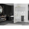 Mexen Kioto+ L Walk-in Shower Wall with Shelves 110 x 200 cm, white pattern, brushed gold - 800-110-123-55-85