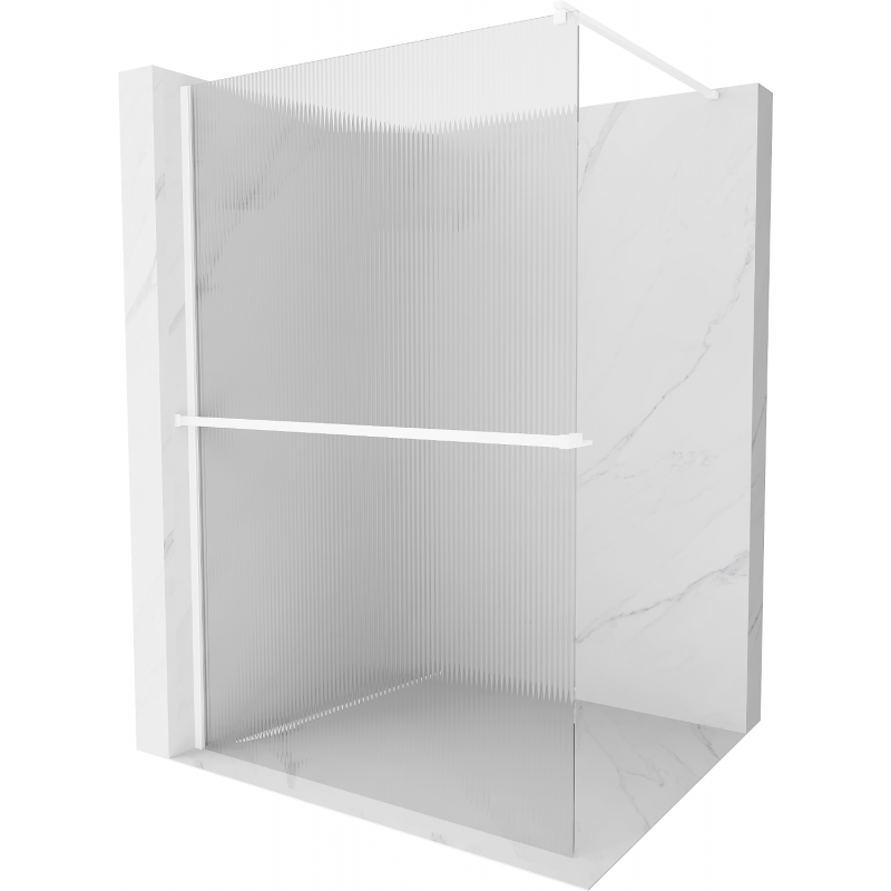 Mexen Kioto+ Walk-in Shower Wall with Shelf 70 x 200 cm, Clear, White - 800-070-121-20-09