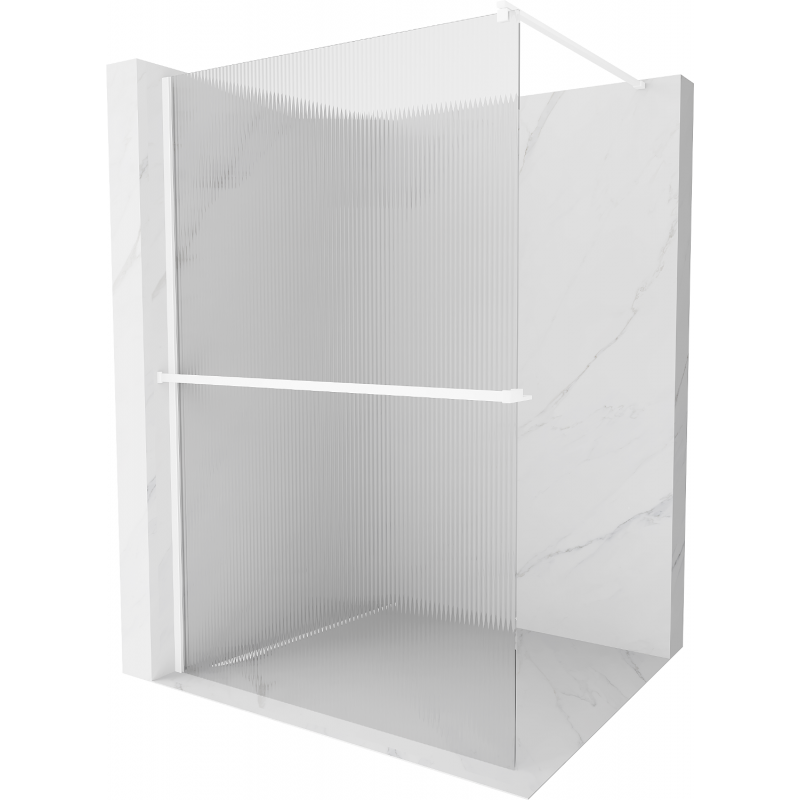 Mexen Kioto+ Walk-in Shower Wall with Shelf 90 x 200 cm, Frosted, White - 800-090-121-20-09