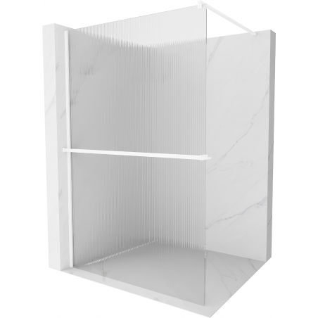 Mexen Kioto+ walk-in shower wall with shelf 140 x 200 cm, clear, white - 800-140-121-20-09