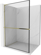 Mexen Kioto+ L shower wall with shelf Walk-in 90 x 200 cm, black frame, gold - 800-090-123-50-70