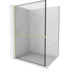 Mexen Kioto+ L Walk-in Shower Panel with Shelf 50 x 200 cm, Black Pattern, Brushed Gold - 800-050-123-55-70