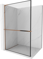 Mexen Kioto+ L shower wall with shelf Walk-in 60 x 200 cm, black frame, rose gold - 800-060-123-60-70