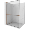 Mexen Kioto+ L shower screen with Walk-in shelf 70 x 200 cm, black frame, rose gold - 800-070-123-60-70