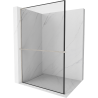 Mexen Kioto+ L Shower Wall with Walk-in Shelf 80 x 200 cm, Black Pattern, Brushed Nickel - 800-080-123-97-70