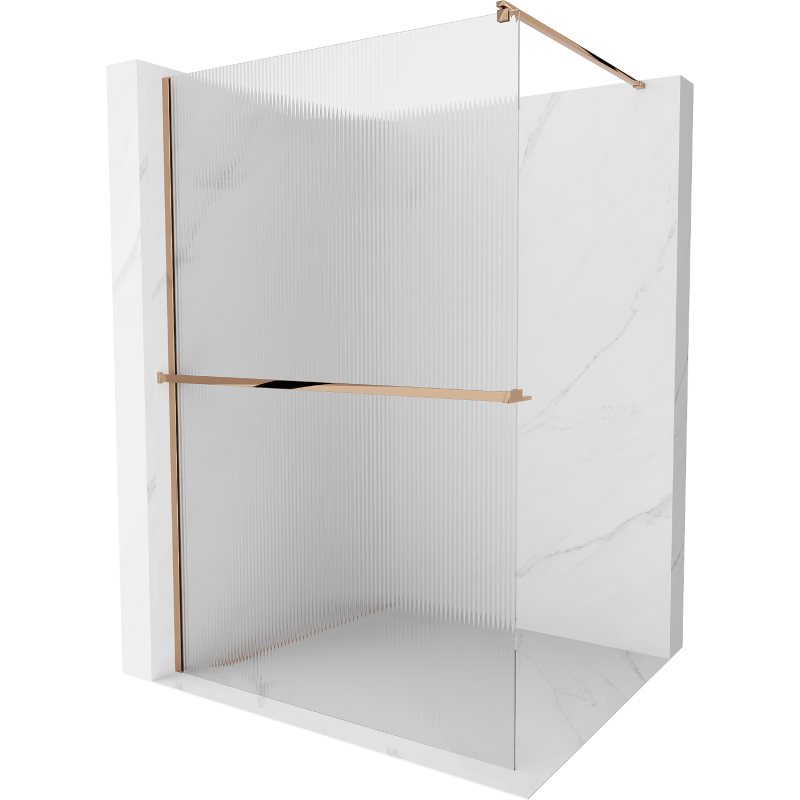 Mexen Kioto+ Walk-in Shower Wall with Shelf 90 x 200 cm, Stripes, Rose Gold - 800-090-121-60-09