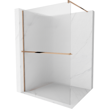 Mexen Kioto+ Walk-in Shower Wall with Shelf 90 x 200 cm, Stripes, Rose Gold - 800-090-121-60-09