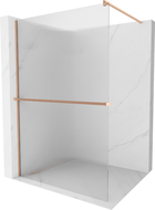 Mexen Kioto+ shower wall with Walk-in shelf 70 x 200 cm, stripes, brushed copper - 800-070-121-65-09