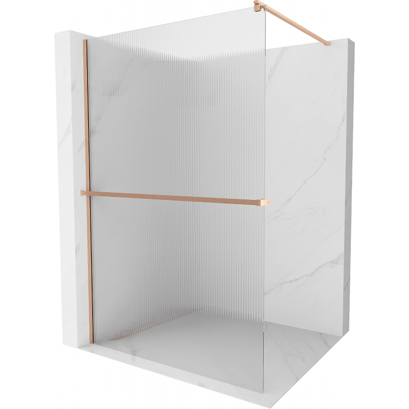 Mexen Kioto+ Walk-in Shower Wall with Shelf 140 x 200 cm, Matte, Brushed Bronze - 800-140-121-65-09