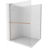 Mexen Kioto+ L Shower Wall with Shelf Walk-in 100 x 200 cm, Stripes, Brushed Copper - 800-100-123-65-09
