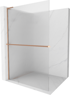 Mexen Kioto+ L Shower Wall with Walk-In Shelf 100 x 200 cm, Matt, Brushed Bronze - 800-100-123-65-09