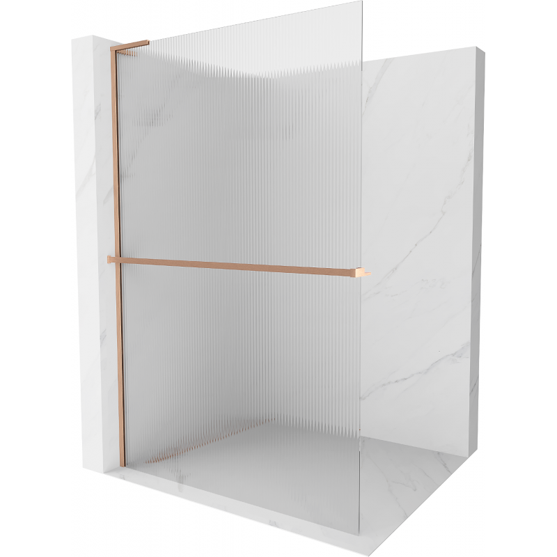 Mexen Kioto+ L Shower Wall with Walk-in Shelf 110 x 200 cm, Brushed, Brushed Bronze - 800-110-123-65-09