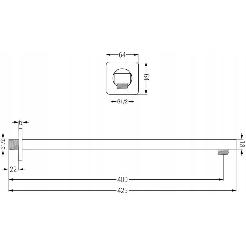 Mexen Slim shower head 25 cm with shower arm, brushed gun gray - 79225211-66