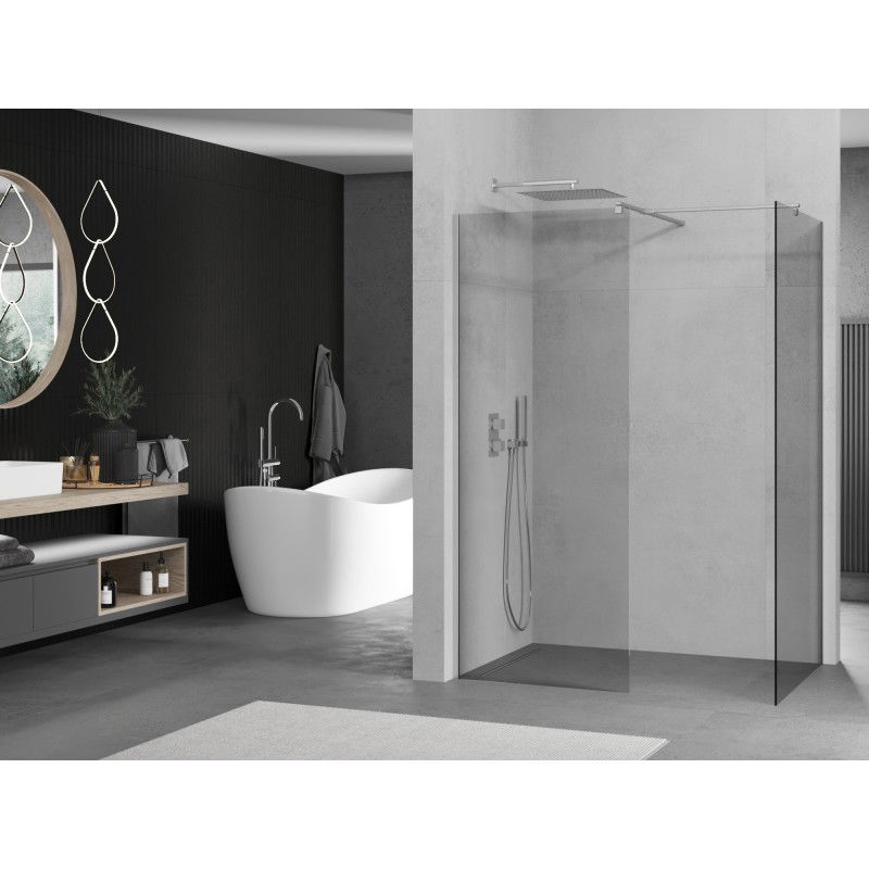 Mexen Kioto Walk-in Shower Wall 130 x 75 cm, Transparent, Chrome - 800-130-202-01-00-075