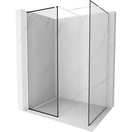 Mexen Kioto Walk-in Shower Panel 140 x 120 cm, Black Frame, White - 800-140-202-20-70-120