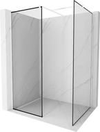Mexen Kioto Walk-in Shower Panel 140 x 120 cm, Black Frame, White - 800-140-202-20-70-120