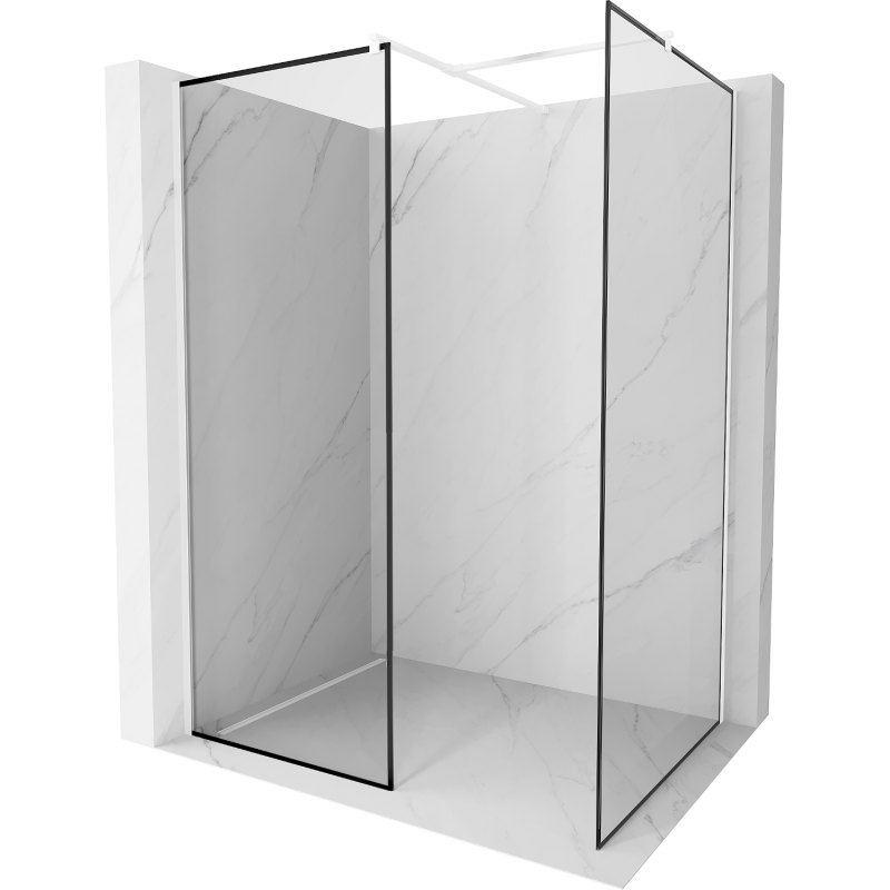 Mexen Kioto Walk-in Shower Screen 130 x 100 cm, Black Frame, White - 800-130-202-20-70-100