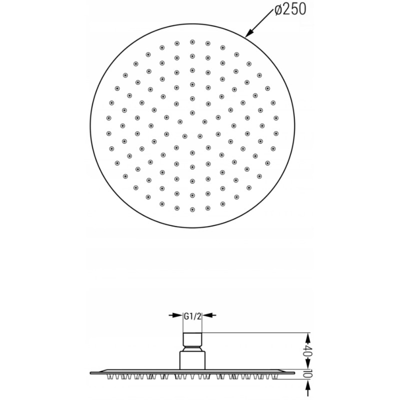 Mexen Slim shower head 25 cm with shower arm, brushed gun gray - 79225211-66