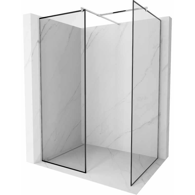 Mexen Kioto Walk-in Shower Wall 80 x 80 cm, Black Pattern, Chrome - 800-080-202-01-70-080