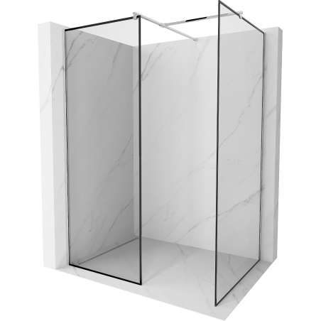 Mexen Kioto Walk-in Shower Wall 120 x 80 cm, Black Frame, Chrome - 800-120-202-01-70-080
