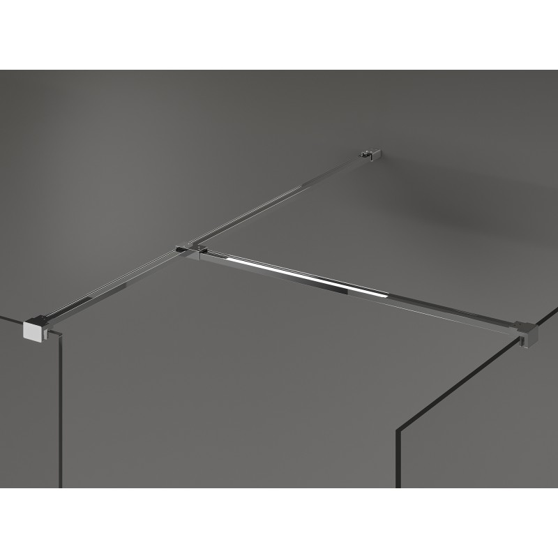 Mexen Kioto Walk-in Shower Wall 130 x 80 cm, Black Frame, Chrome - 800-130-202-01-70-080