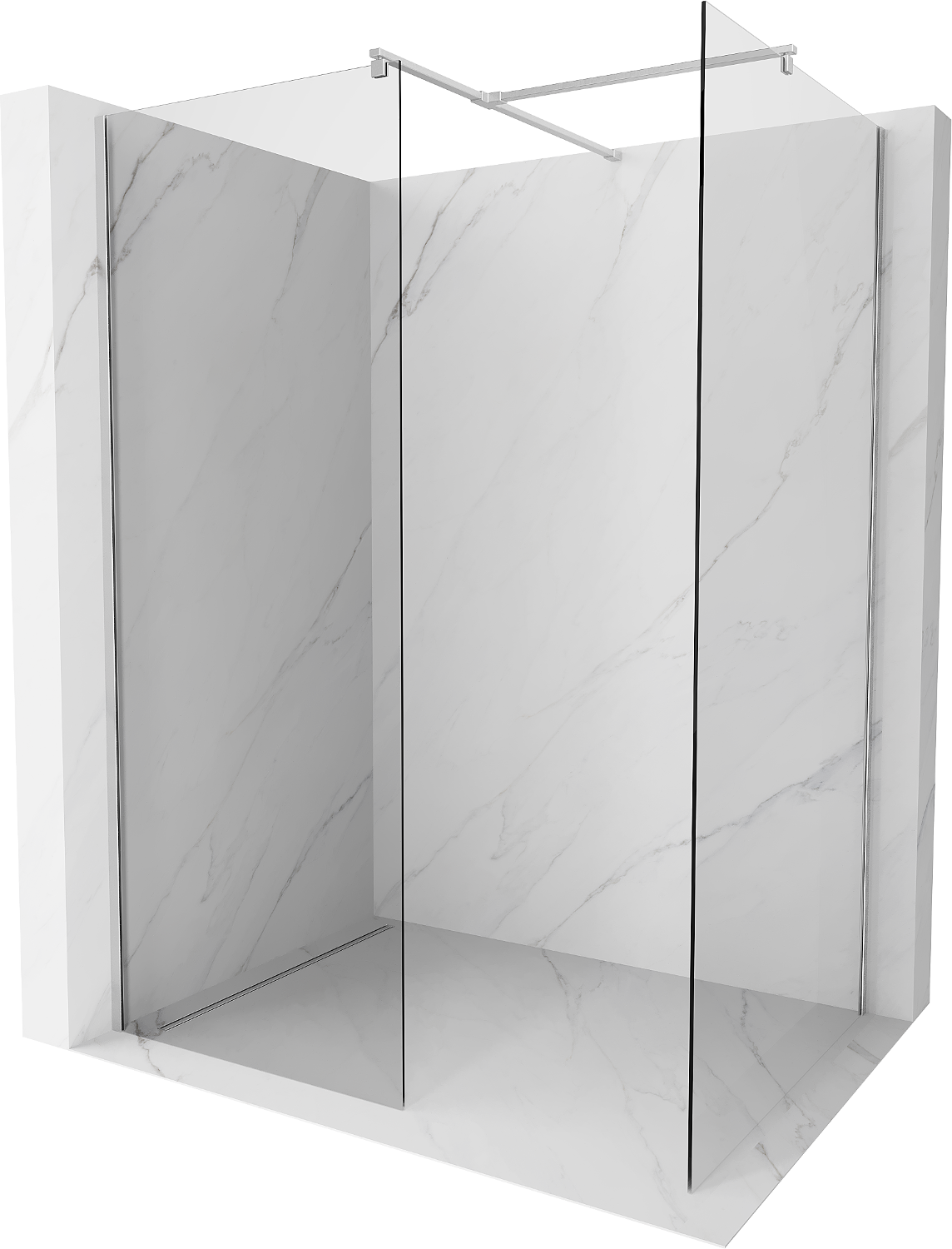 Mexen Kioto Walk-in Shower Wall 140 x 105 cm, Transparent, Chrome - 800-140-202-01-00-105