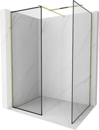 Mexen Kioto Walk-in Shower Panel 160 x 120 cm, Black Pattern, Gold - 800-160-202-50-70-120