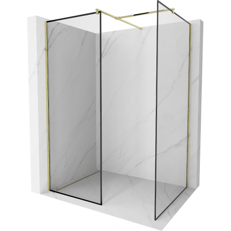 Mexen Kioto shower wall Walk-in 140 x 110 cm, black frame, gold - 800-140-202-50-70-110