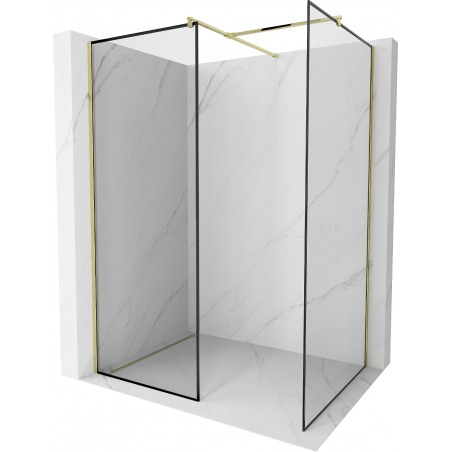 Mexen Kioto Walk-in Shower Wall 100 x 70 cm, Black Pattern, Gold - 800-100-202-50-70-070