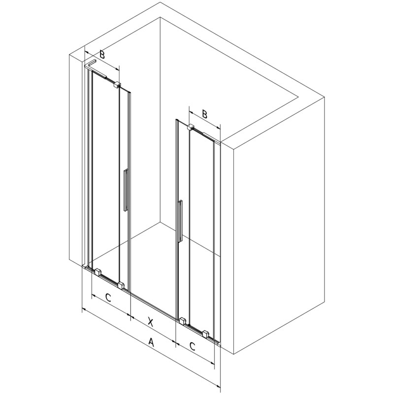 Mexen Velar L Duo Sliding Shower Door 150 cm, Graphite, Chrome - 871-150-003-42-01