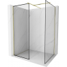 Mexen Kioto shower wall Walk-in 130 x 90 cm, black frame, brushed gold - 800-130-202-55-70-090