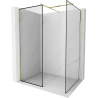 Mexen Kioto Walk-in Shower Wall 130 x 120 cm, Black Frame, Brushed Gold - 800-130-202-55-70-120