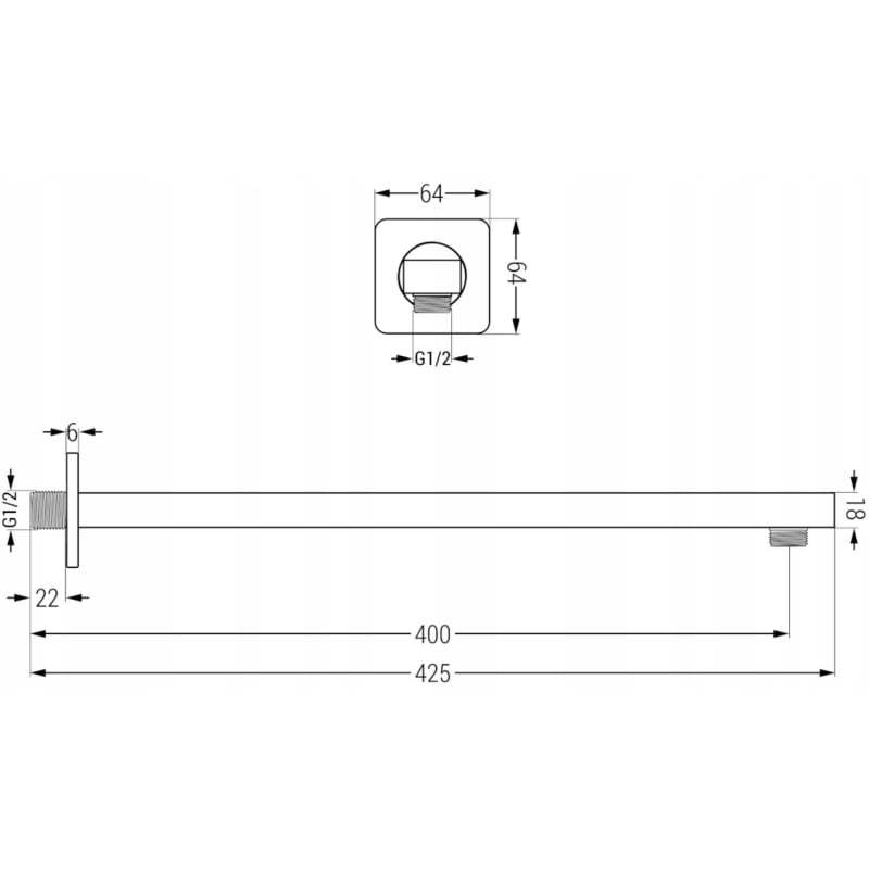 Mexen Slim 30 cm shower head with shower arm, brushed gun gray - 79230211-66