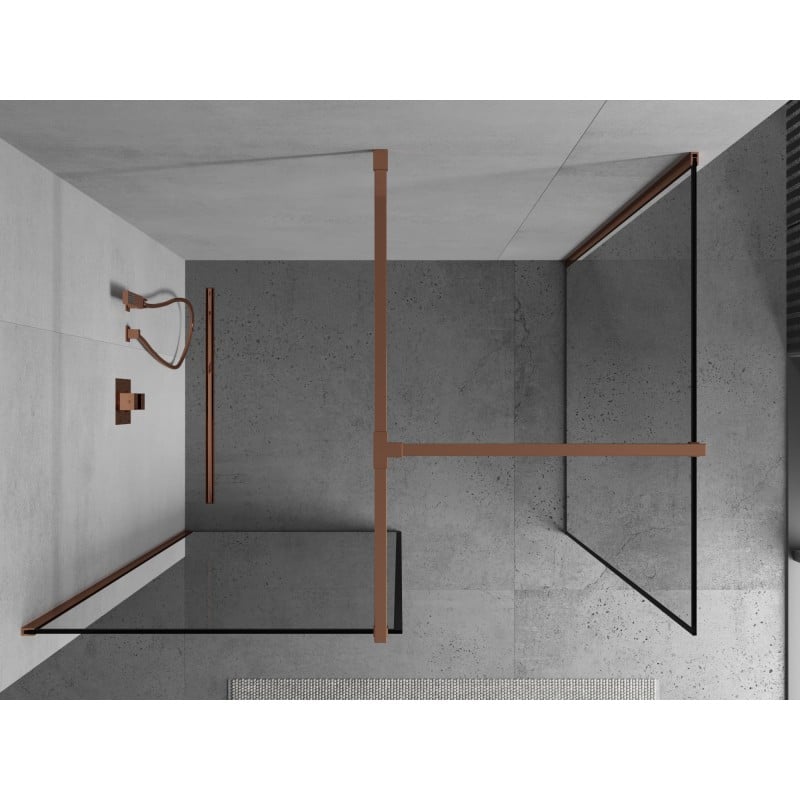 Mexen Kioto shower wall Walk-in 90 x 70 cm, black frame, rose gold - 800-090-202-60-70-070