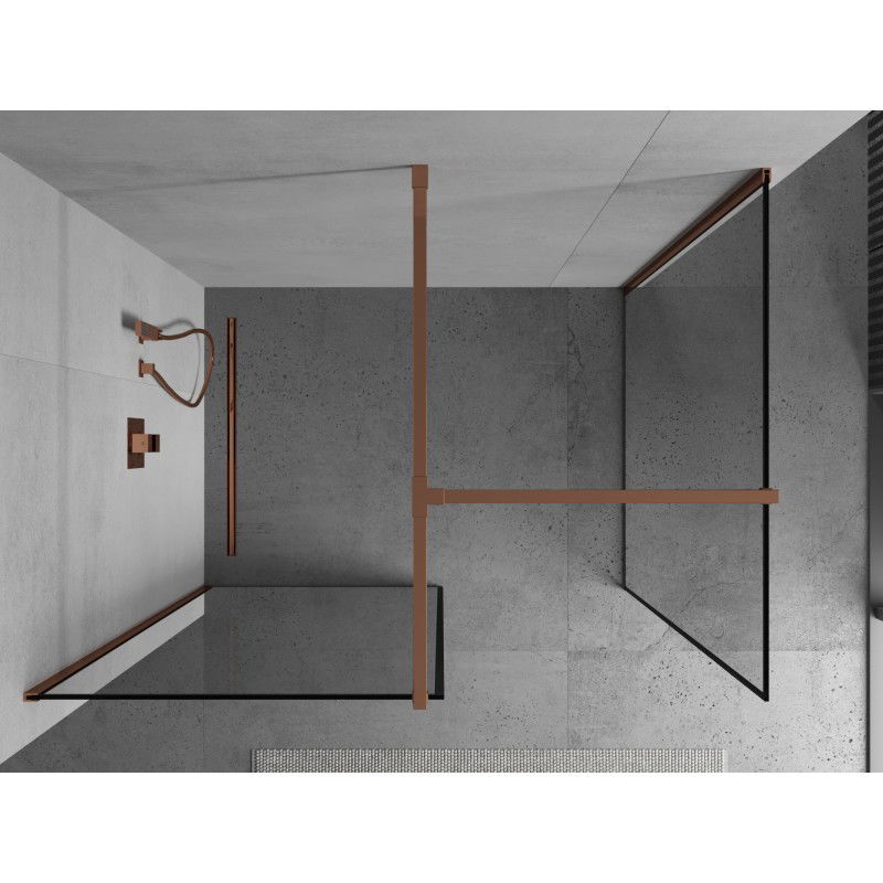 Mexen Kioto Walk-in Shower Screen 100 x 70 cm, Black Frame, Rose Gold - 800-100-202-60-70-070