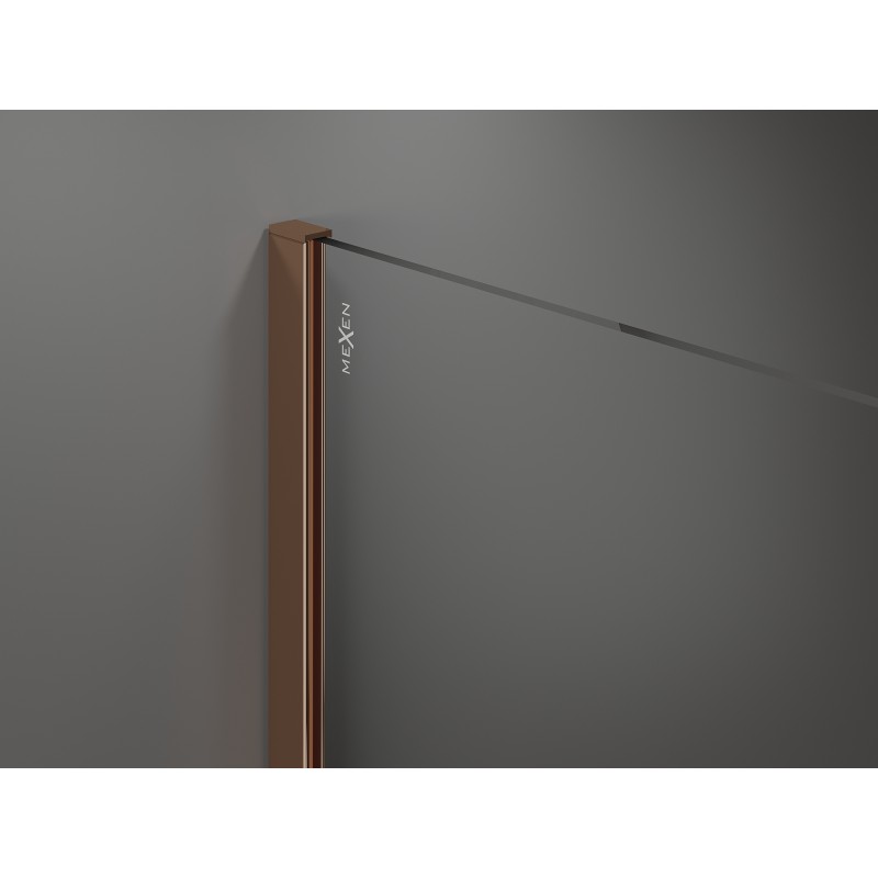 Mexen Kioto Walk-in Shower Wall 140 x 70 cm, Black Frame, Rose Gold - 800-140-202-60-70-070