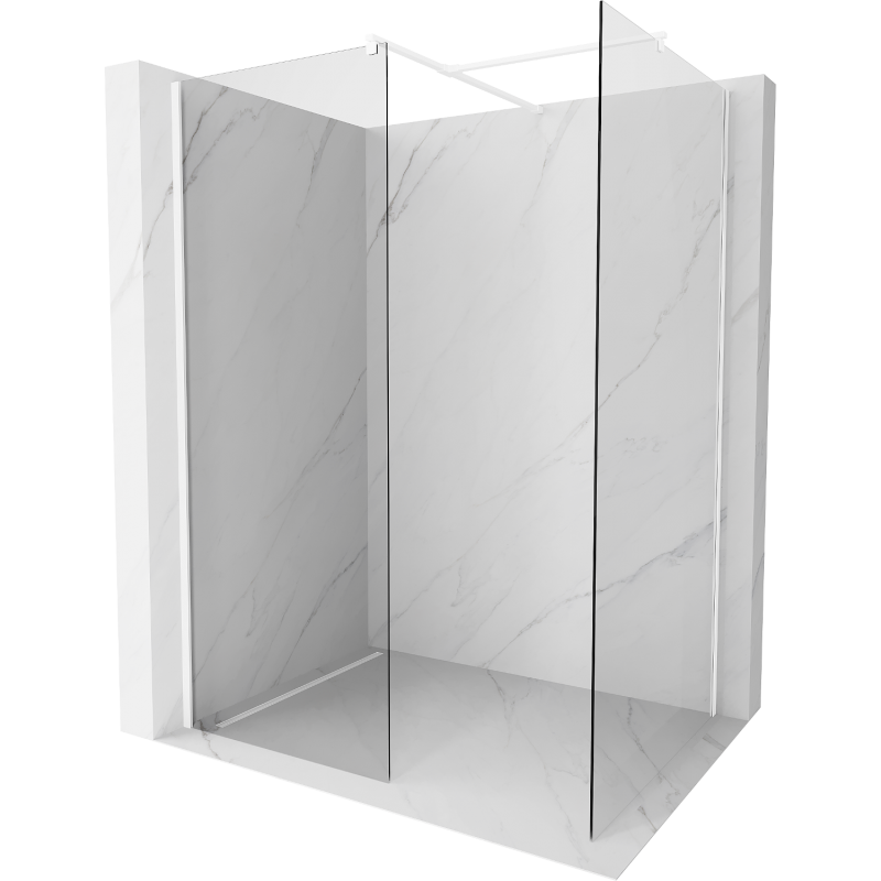 Mexen Kioto Walk-in Shower Wall 110 x 80 cm, Transparent, White - 800-110-202-20-00-080