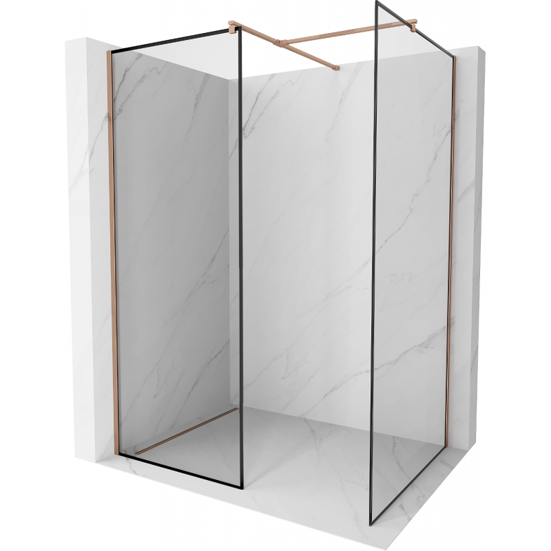Mexen Kioto Walk-in Shower Wall 140 x 100 cm, Black Pattern, Rose Gold - 800-140-202-60-70-100